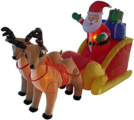 Dva paket ukrasa za božićne zabave, uključuje 6 stopa dugačak Djed Mraz dugačak 6 stopa na saonicama s jelenima, a 6 stopa
