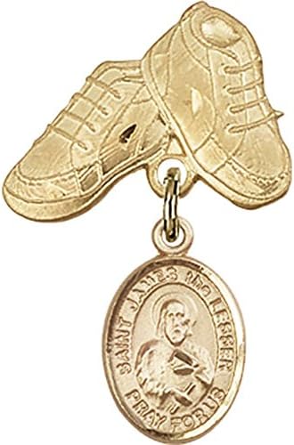 Zlatna značka za bebe s manjim šarmom Svetog Jakova i pribadačom za dječje čizme Od 1 inča 5/8 inča