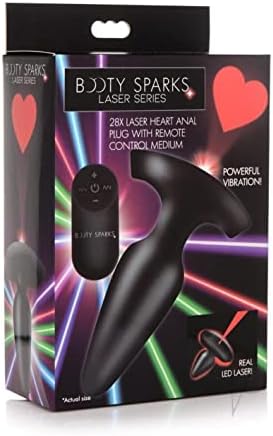 Booty Sparks Laser Series 28x Srednje lasersko srce 4,2 inčni vibrirajući analni čep s daljinskim za žene | Jednostavno čišćenje