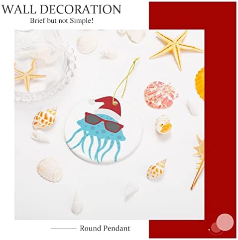 Plaža božićna meduza božićni šešir okrugli keramički ukrasi božićno drvce viseći ukras s vrpcom keramički dodaci diy personalizirani