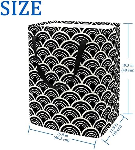 Crno-bijela sklopiva košara za rublje s apstraktnim uzorkom vodootporne košare za rublje od 60 l košara za pranje odjeće