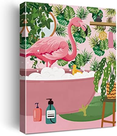 Nistomisu Flamingo u kadi za kupaonicu platno otisci zidni dekor Tropska ružičasta flamingo platno umjetnički znak platna