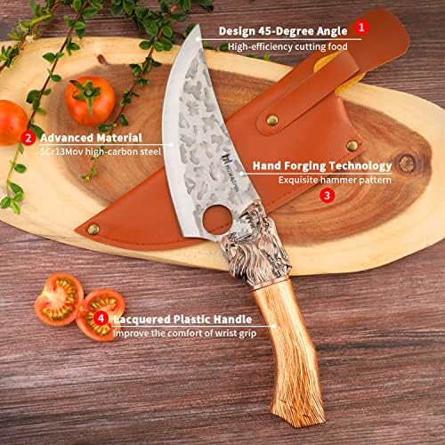 ; 6-inčni nož za otkoštavanje mesa nož za rezanje mesa s koricama oštar kuharski nož ergonomska ručka s omotom s božićnom