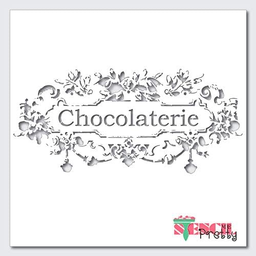 KRIKI francuski čokoladni namještaj šablona - Chocolaterie DIY znak najbolji vinil velike šablone za slikanje na drvu, platnu,