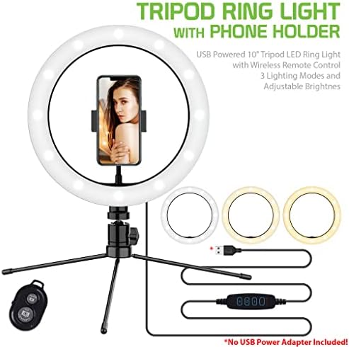 Svijetli selfie prsten s trobojnim pozadinskim osvjetljenjem kompatibilan s vašim 8.0 10 inča s daljinskim upravljačem za