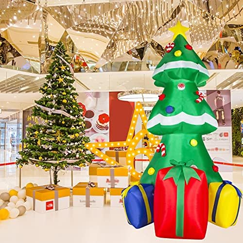 Aitlams ukrasi za božićno drvce na napuhavanje, 8 ft Upunite vanjski božićni ukras s LED svjetlima 3 poklon kutije Zračni