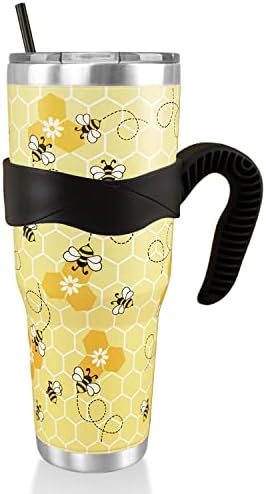 Šalica za kavu pčela, čaša od 40 Oz s ručkom i slamkom, Slatka žuta čaša pčela / šalica za kavu, dekor Bumbar /ukras / materijal,