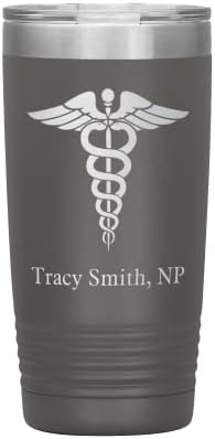 Personalizirana čaša s imenom-poklon medicinskoj sestri-izolirana čaša od 20 oz, ugravirana od nehrđajućeg čelika u tirkiznoj