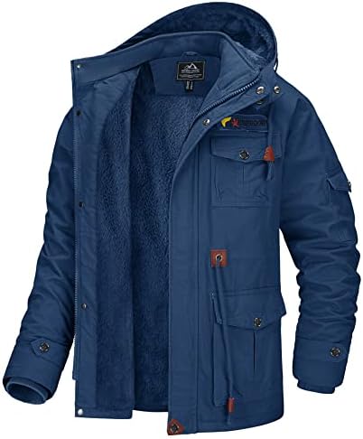 Magcomsen muška teretna jakna Zimi topli kaputi Fleece obloženi vojni jakni pamuk s uklonjivom kapuljačom