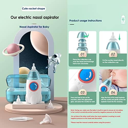 ZOMFOM Baby Nazalni aspirator - Uz glazbu i svjetlost, 3 razine usisavanja i 3 mlaznice, čistač dječjeg nosa za bateriju