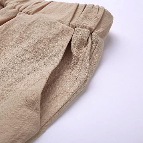 CHGBMOK lanene hlače za žene retro hareme hlače kapris obrezane konusne dnevne hlače ljetne ležerne hlače široke noge