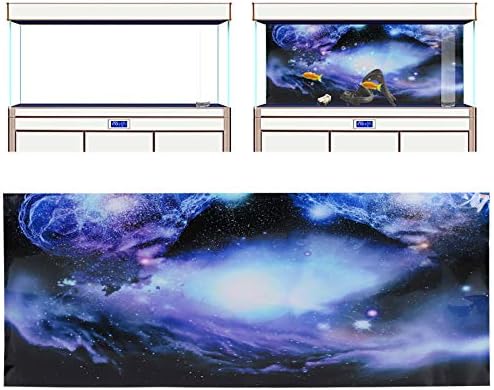 Evtscan akvarij pejzažni plakat naljepnica, PVC riba tenk za slikanje naljepnica Universe Starse dekor, 122x50 cm/ 48.0x19.6