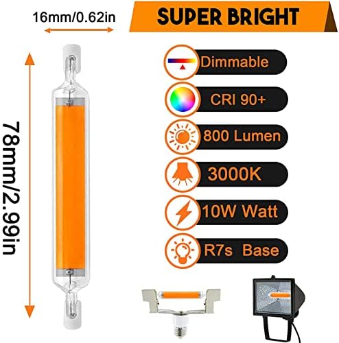 R7S LED 78 mm žarulja s podesivim svjetline 10 W Zamjena za halogene žarulje od 100 W R7s T3 J-oblika obostrano 78 mm COB