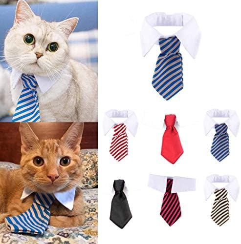 Wantanana 1pc ljupka pseća mačka prugasta kravata za kravate kućni ljubimac Podesivi vrat kravata bijela ovratnik novi Blue