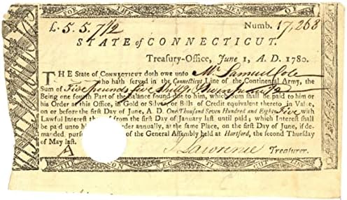 Obveznica kontinentalne vojske Connecticut iz 1780 - ih ili bilješka izdana vojniku revolucionarnog rata izuzetno je popularna