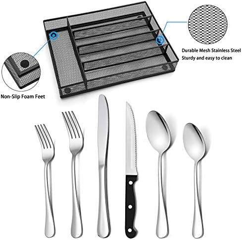 Set srebrnog posuđa od 40 komada s 8 noževa za odrezak organizator pribora za jelo set pribora za jelo od nehrđajućeg čelika