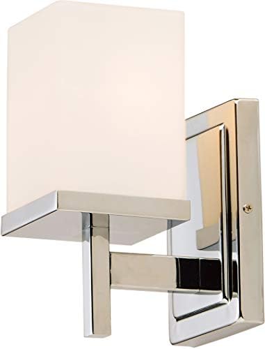 Zidni toaletni stolić od satenskog bijelog stakla od 2154 mm, 4 žarulje ukupne snage 240 vata, 9 u 90 vati, polirani krom