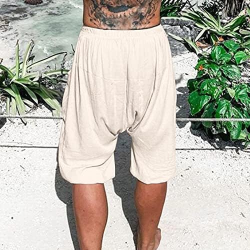 Meyya muške pamučne lanene kratke hlače, 2023. ljetni muškarci visoki struk Čvrsta boja jogger planinarska plaža kratka s
