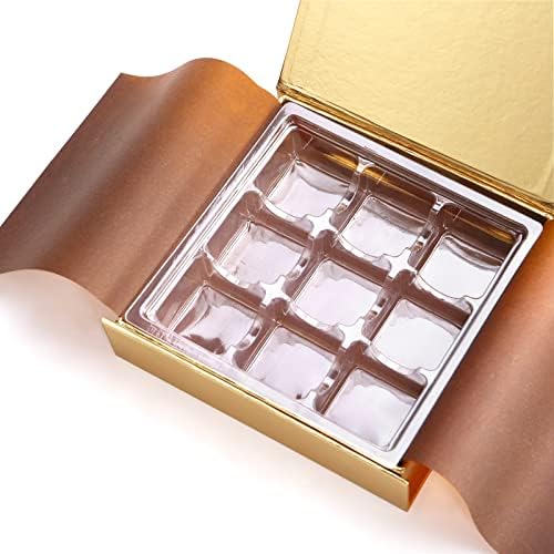 Pakiranje od 6 kutija za tartufe, čokolade, poklon kutije sa zlatnim tartufima s 9-dijelnom plastičnom ladicom, poklopcem