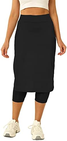 Aurgelmir Women teniska suknja s Capris gamašem golf dužina koljena Skorts atletske duge suknje za žene s džepovima