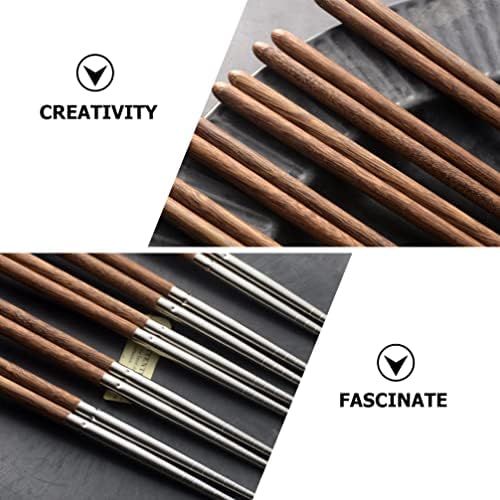 Štapići za višekratnu upotrebu 5 pari japanskih štapića za sushi neklizajući metalni štapići za jelo neklizajući metalni