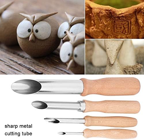 Rezači rupa za glinu 4 kom. okrugli rezači gline od nehrđajućeg čelika i drva, bušilica za glinu, keramički alati, rezač
