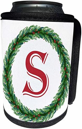 3Drose božićni vijenac monogram s crvenim početnim, SM3DR - Can hladni omotač boca