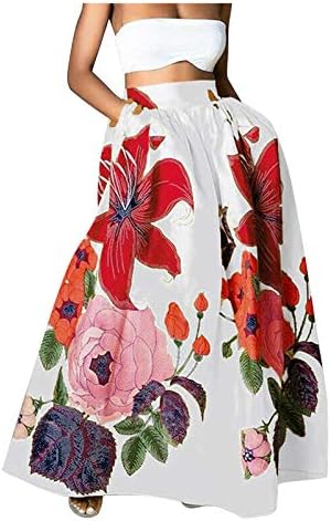 Lzealne haljine za žene 2023 Boemski cvjetni print visoki struk džep maxi suknje zabava plaža duga suknja elegantna haljina