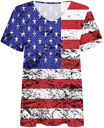Žene 4. srpnja vrhovi Odjeljni ležerni ljetni tunični košulje američke zastave print V vrat majica Patriots Prevelike bluze