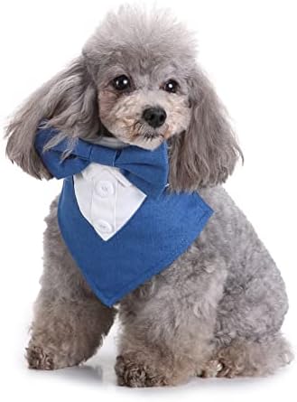 Formalni pseći tuxedo bandana pseća ručka za vjenčanje s Bowtie, podesivi kravata za kućne ljubimce za srednje pseće njegovanje