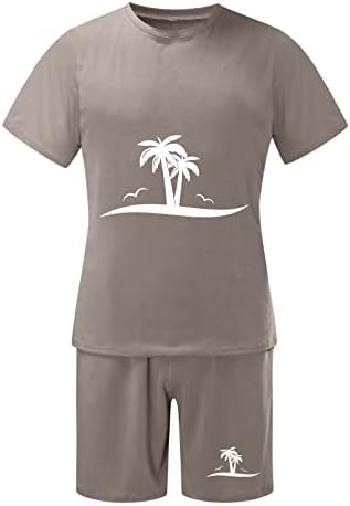 Muški 2 komadi set ljetni muškarci ljetna odjeća plaža plaža kratki rukavi tiskana košulja kratka odijela košulje hlače s