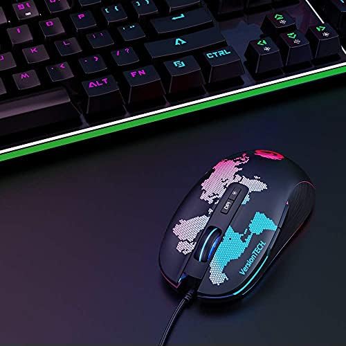 Verzija tehnologije. PC gaming miš-žičani optički računalni miš miša s pozadinskim osvjetljenjem od 16,8 milijuna boja, podesivim