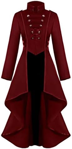 Žene Steampunk Halloween jakna Gothic Button kaput Kostim za repni kaput čipka korzet ženska jakna s kapuljačom nema kapuljače