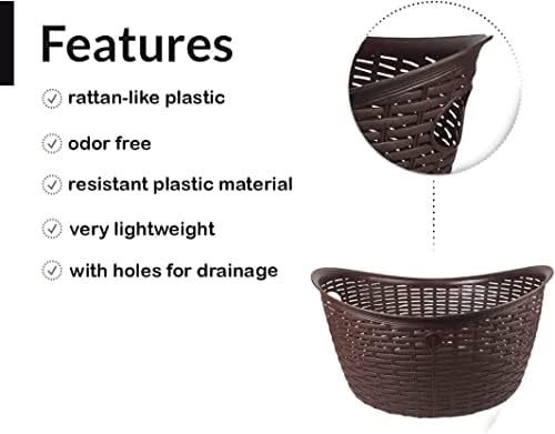 Set od 7,9 galona ovalne plastične košare za rublje od ratana košara za rublje s izrezanim ručkama košara za rublje za odlaganje