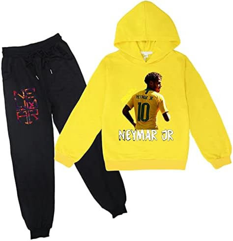 Jingo936 Djevojčice djevojčice Grafički trener Neymar Jr Outfit-Hood Sweashirt+Jogging hlače za djecu
