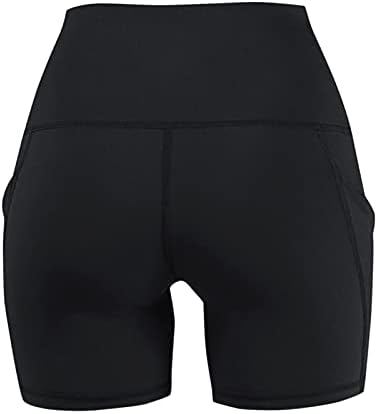DSODAN PIKY KRATKE ZA ŽENE VISOKI struka Yoga hlača Ženska trening za kontrolu trbuha trkale trbuh kratkih hlača s džepovima