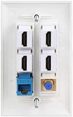 3 Zidna ploča s koaksijalnim TV kabelom f tip + Cat6 Ethernet + HDMI Keystone ženskog do ženskog priključka u bijeloj…