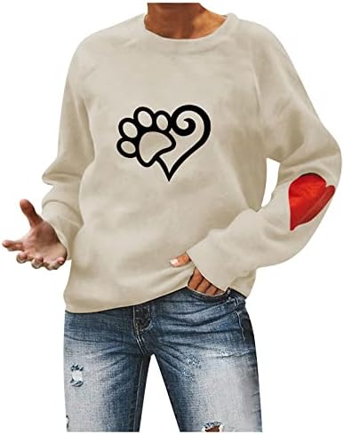 Sretne majice za Valentinovo na vratu vrhovi dukserice dugih rukava Love Heart Graphic Twishirts Near majice vrhovi