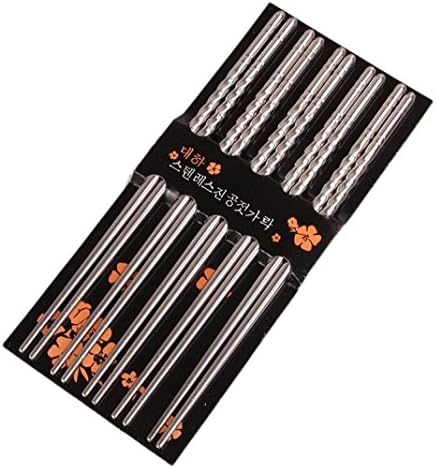 Metalni štapići, 5 pari metalnih kineskih štapića za višekratnu upotrebu od nehrđajućeg čelika