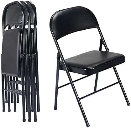 ; 4 seta crnih sklopivih stolica s podstavljenim sjedalima za vanjsku i unutarnju upotrebu, prijenosna sklopiva komercijalna