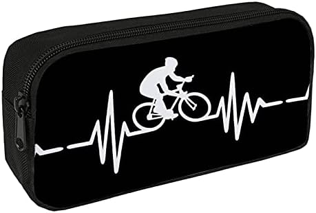 Smiješne linije otkucaja srca pulsa s biciklom kućišta velikog kapaciteta 2 sloja torbica za olovke Organizator Ženska kozmetička