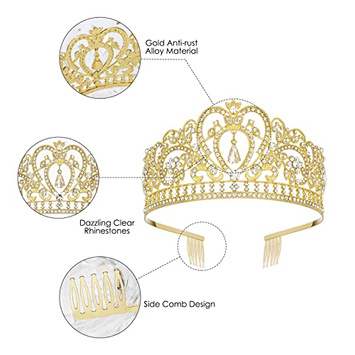 Zlatne tijare i krune za žene i djevojke, kristalna traka za glavu, elegantna Kraljičina kruna s češljevima, Dodaci za kosu