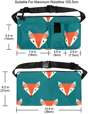 Orange Fox Heads uzorak tirkizni pojas za trčanje, pojas za vježbanje za telefonske novčane kartice Putovnica, prilagodljive