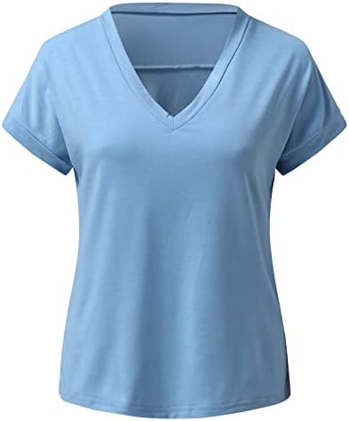 Ženske majice kratkih rukava Ženske majice širokog kroja u obliku slova U u obliku slova u ljetni vrhovi dugih rukava za
