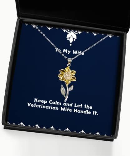 Inspirativna supruga Suncokret privjesak ogrlica, budite mirni i pustite da se supruga veterinara nosi, najbolji pokloni