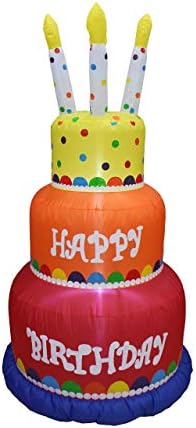 Dva ukrasa za zabavu za zabavu, uključuje 6 stopa visokih sretnih torta na napuhavanje svijećama i 4 stopa visok slatkiš