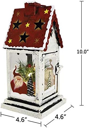 Dekorativni Božićni fenjer viseći LED fenjer dekor, rustikalni metalni blagdanski fenjer Stolni fenjer na baterije Unutarnji