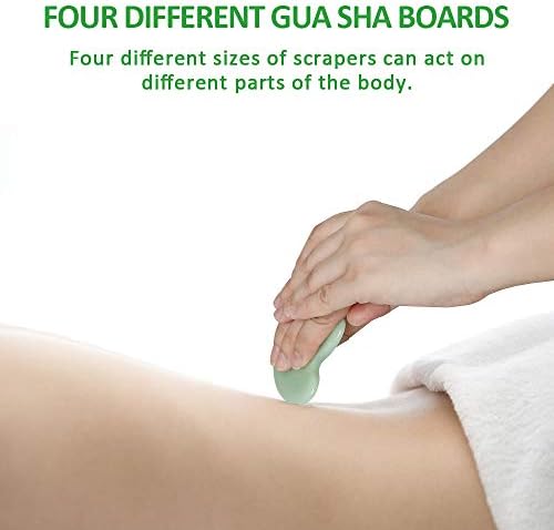 Gua Sha masažni alati - Gua Sha ploča za struganje alata za lice 4 vrste prirodnog žada gua sha kamen Gua Sha kit za akupunkturnu