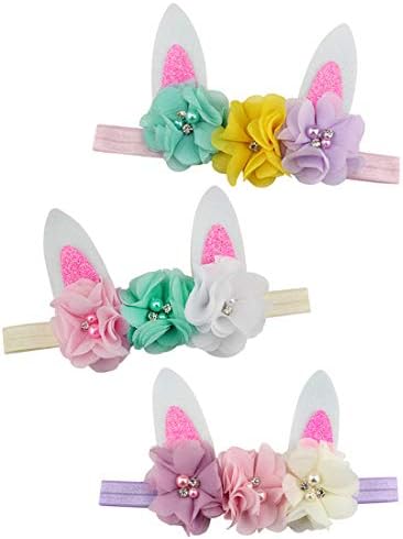 Uskršnja traka za glavu za djevojčice, trake za uši zečića s cvjetnom krunom 904