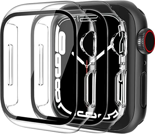 QHOHQ 2 pakiranje tvrdog računala kompatibilno s Apple Watch Series 8 45 mm i serijom 7 45 mm s utikanim staklenim zaštitnikom
